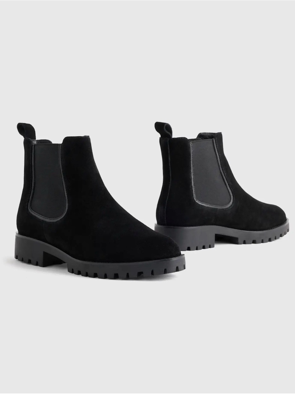 NWT Quince Black Suede Chelsea Lug Sole Ankle Boots - Women Size 10 - Picture 5 of 10